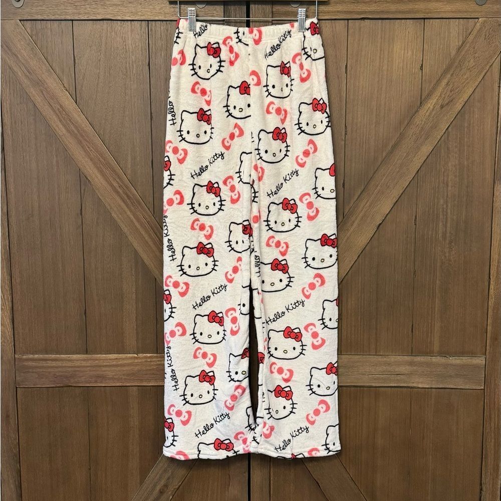 NEW Hello Kitty White &‎ Pink Fleece Pajama Pants sz XS / Small Sanrio Kawaii